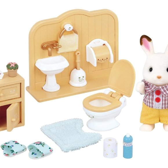 Calico Critters Rabbit BATHROOM Furniture Set Sylvanian Families From Japan - Picture 3 of 9